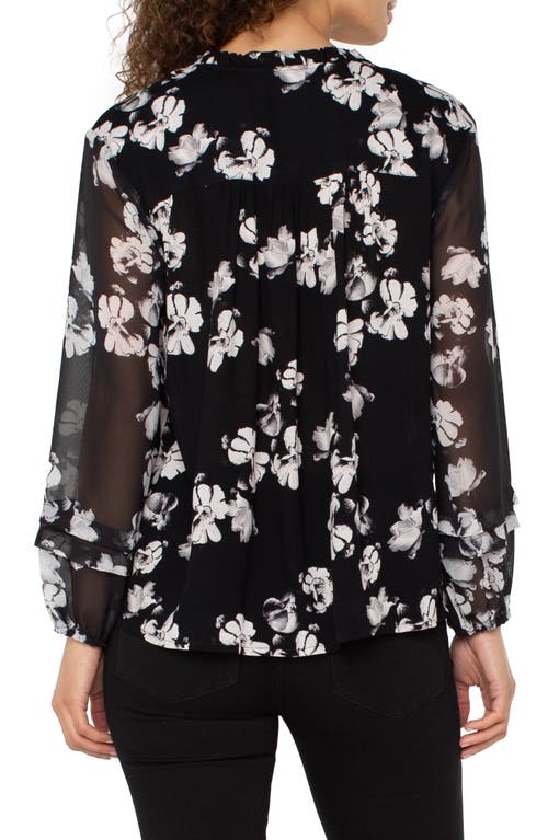 Liverpool Los Angeles Shirred Woven Popover Top In Black