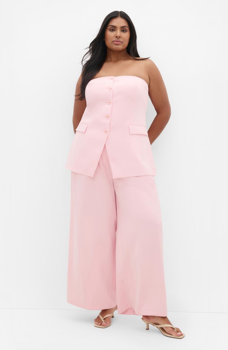 City Chic Cutaway Hem Strapless Top, Alternate, color,