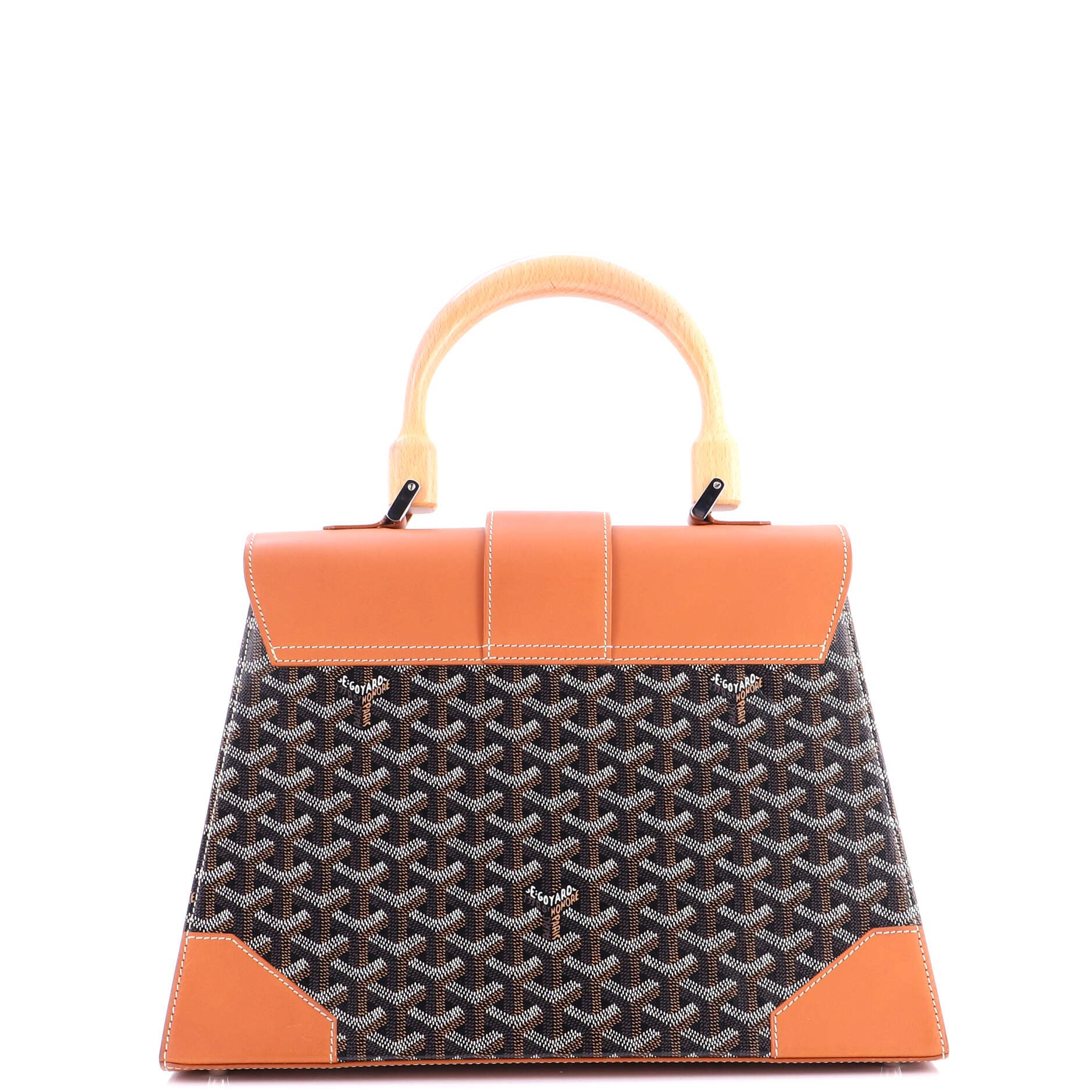 Pre-Owned Goyard Saigon Top Handle Bag Coated Canvas with Leather MM, Alternate, color, Brown