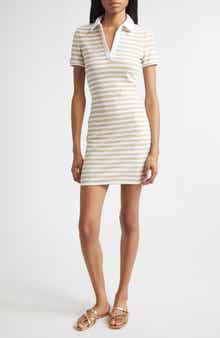 Veronica Beard Bailey Stripe Cotton Knit Polo Dress
