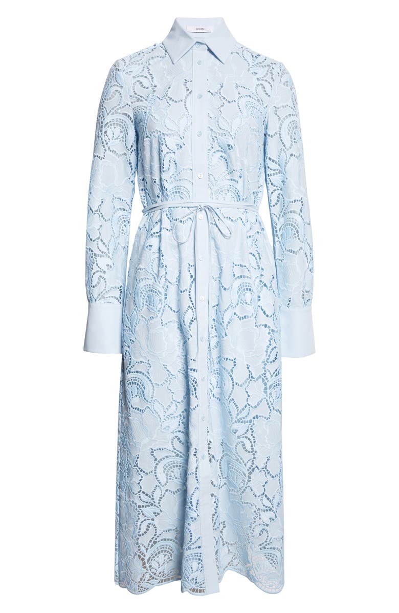 Erdem Long Sleeve Floral Cutwork Lace Shirtdress, Alternate, color, Dream Blue