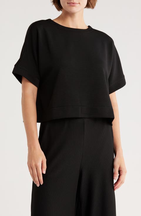 Back Button Ottoman Rib Knit Top