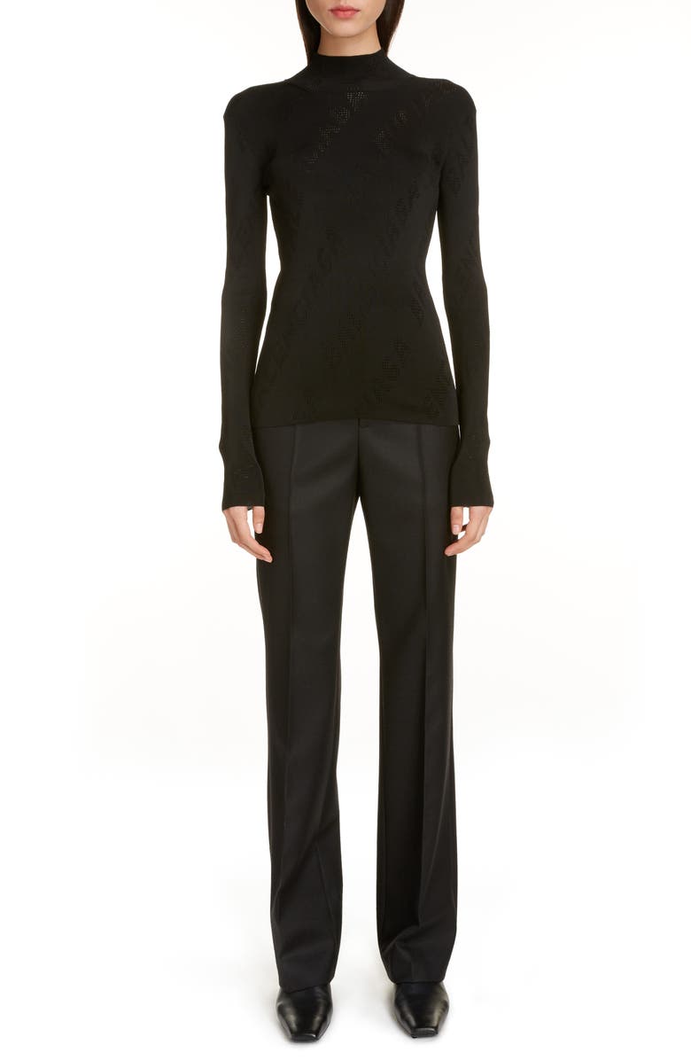 Balenciaga Pointelle Logo Sweater, Alternate, color,