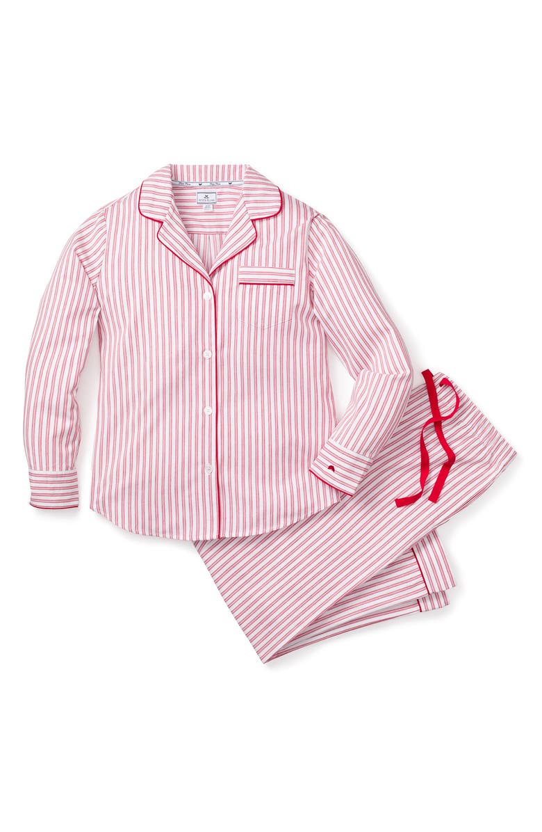 Petite Plume Red Ticking Stripe Pajamas, Alternate, color, Red