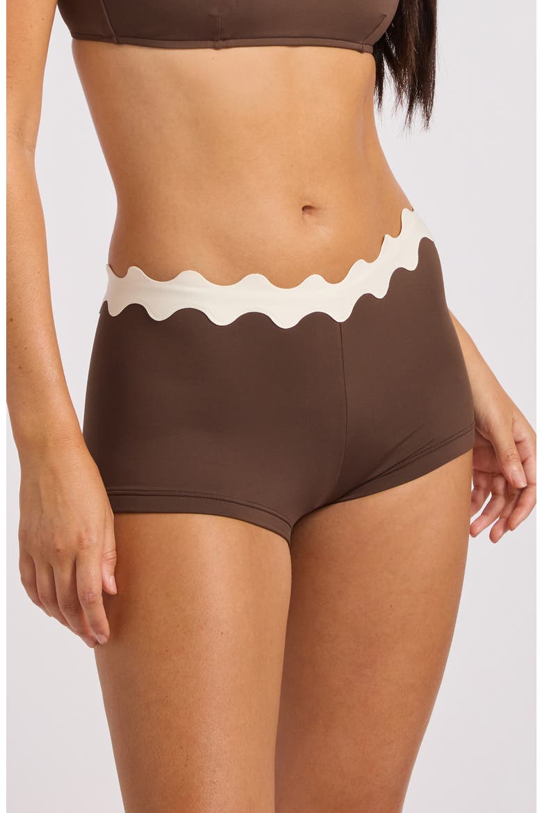 Ric Rac Boyleg Swim Shorts, Alternate, color, DARK CHOCOLATE