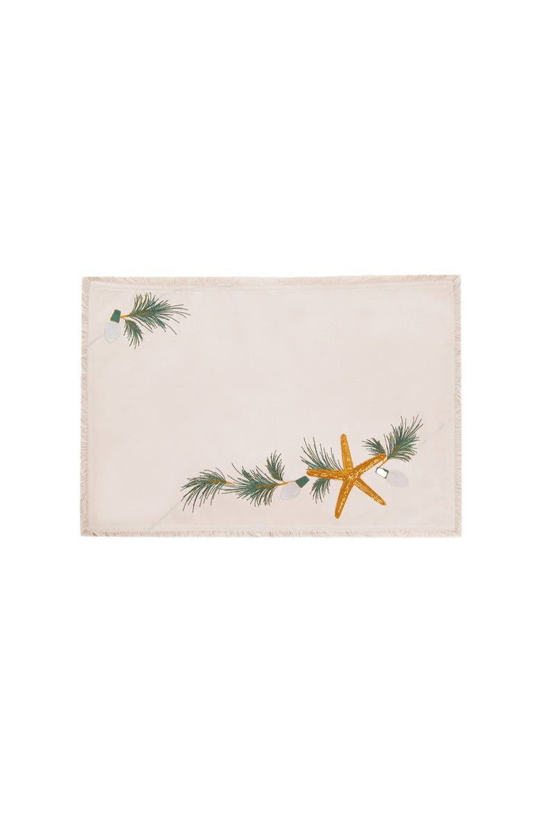 Starfish Placemats Set of 4 13" x 19", Main, color, Beige