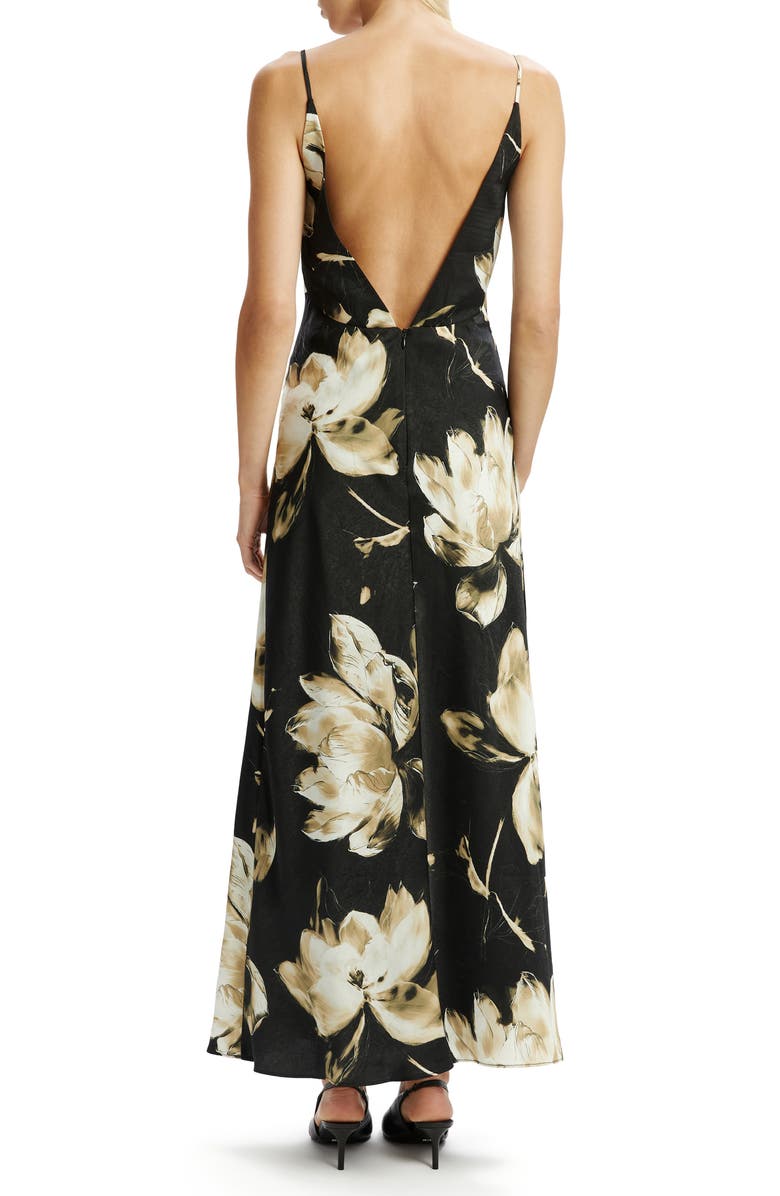 Bardot Capri Floral Print Satin Slipdress, Alternate, color, Black Floral