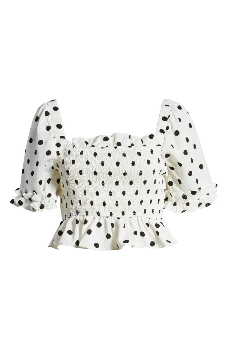 English Factory Polka Dot Smocked Top, Alternate, color,