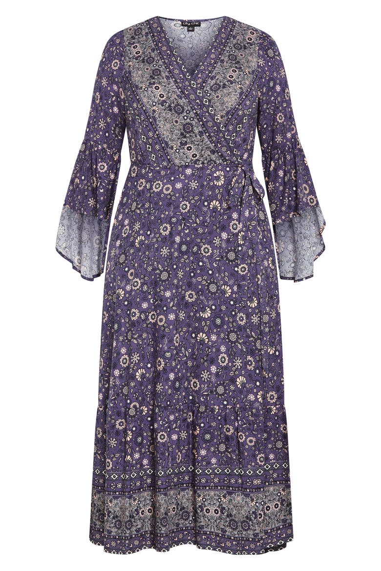Adhara Mixed Print Long Sleeve Maxi Dress, Alternate, color, BLUE FLORAL