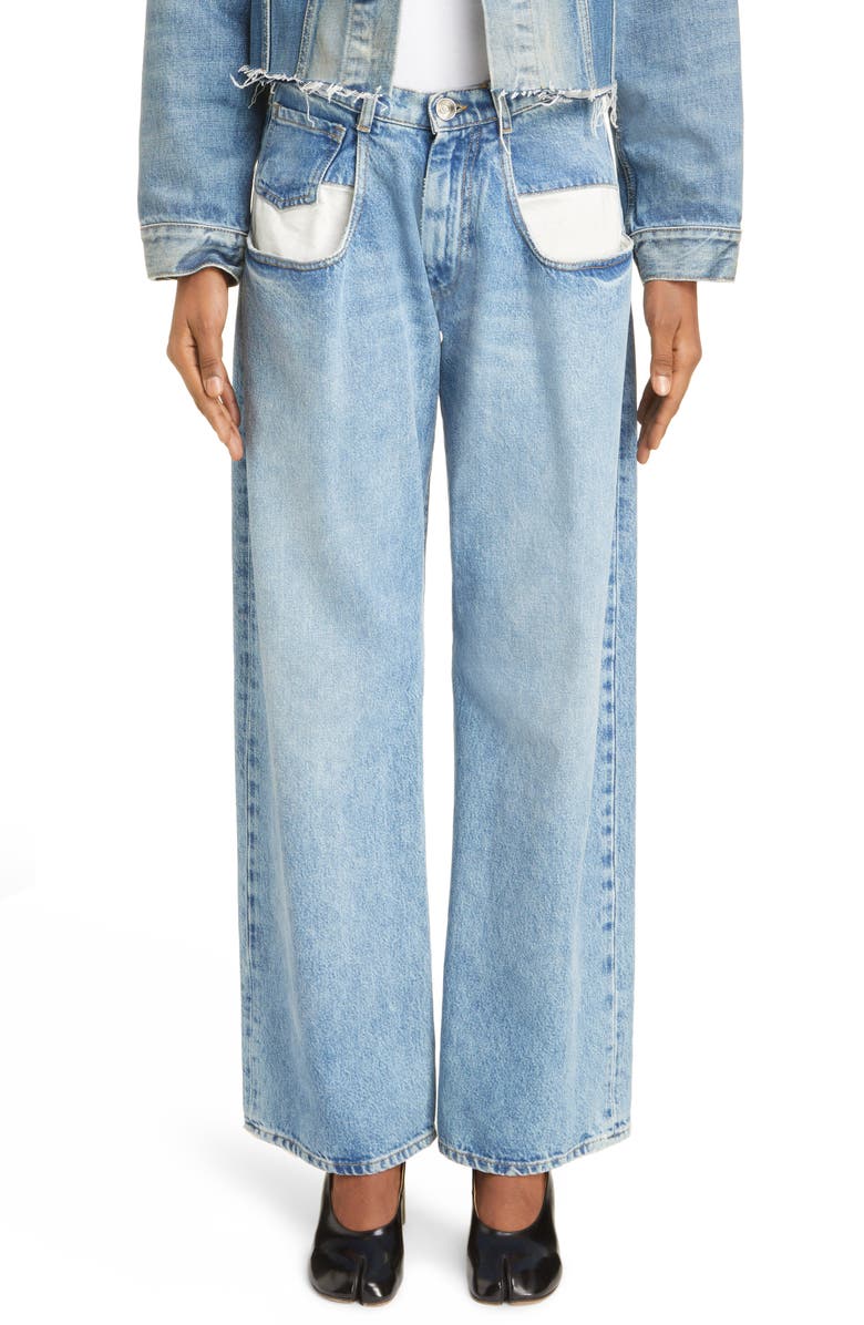 Maison Margiela Elongated Pocket Nonstretch Denim Jeans, Main, color, Denim