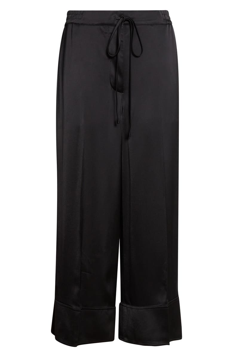 TOTEME Satin Drawstring Wide Leg Pants, Main, color, Black
