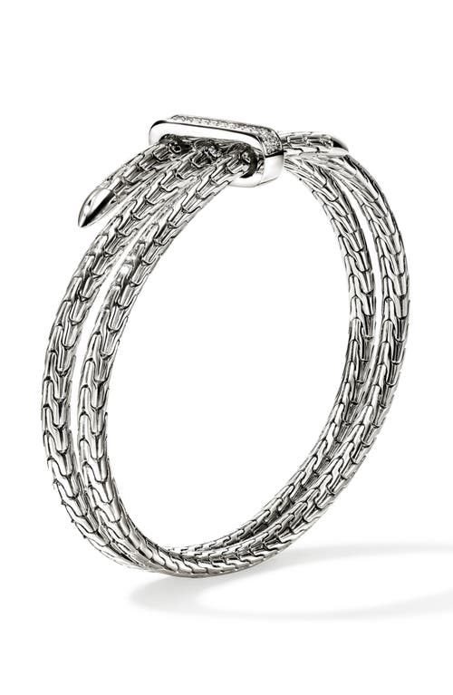 John Hardy Sterling Silver Spear Diamond Pave Double Flex Cuff Bracelet In Silver White Diamond