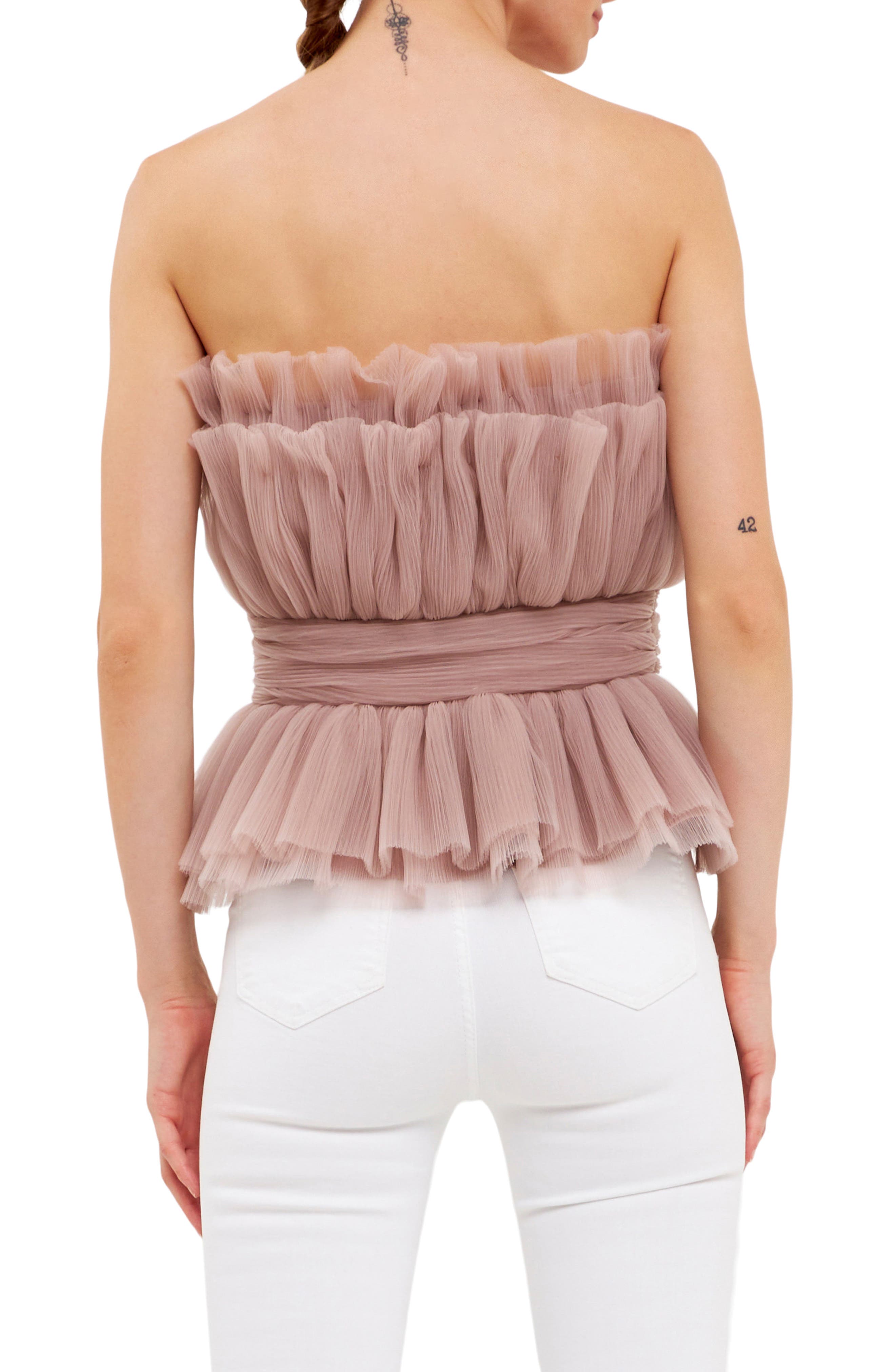 Strapless Tulle Peplum Top - image 4