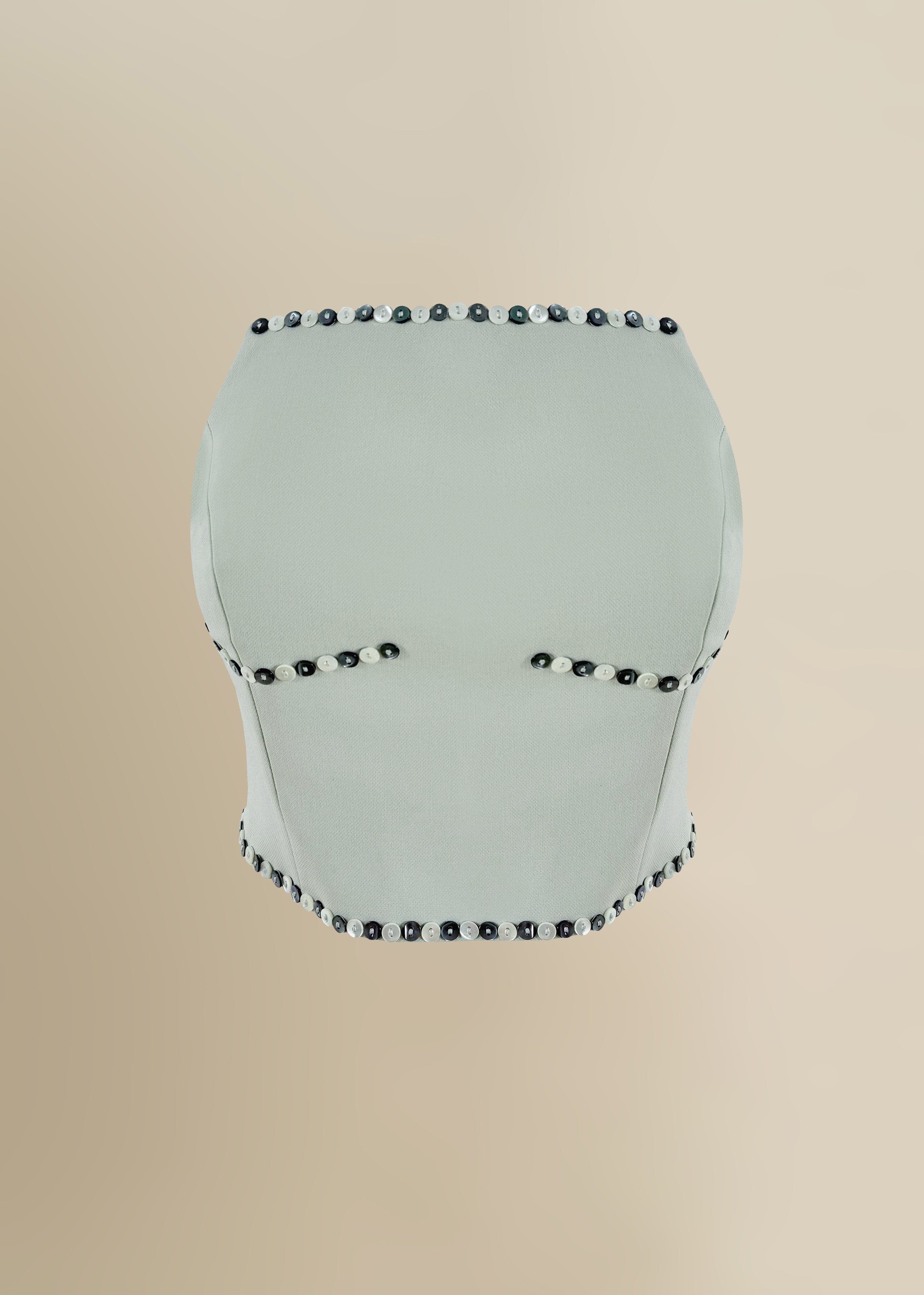 Contessa Mills Benjamin Fitted Stretch Bustier Top in Sage 