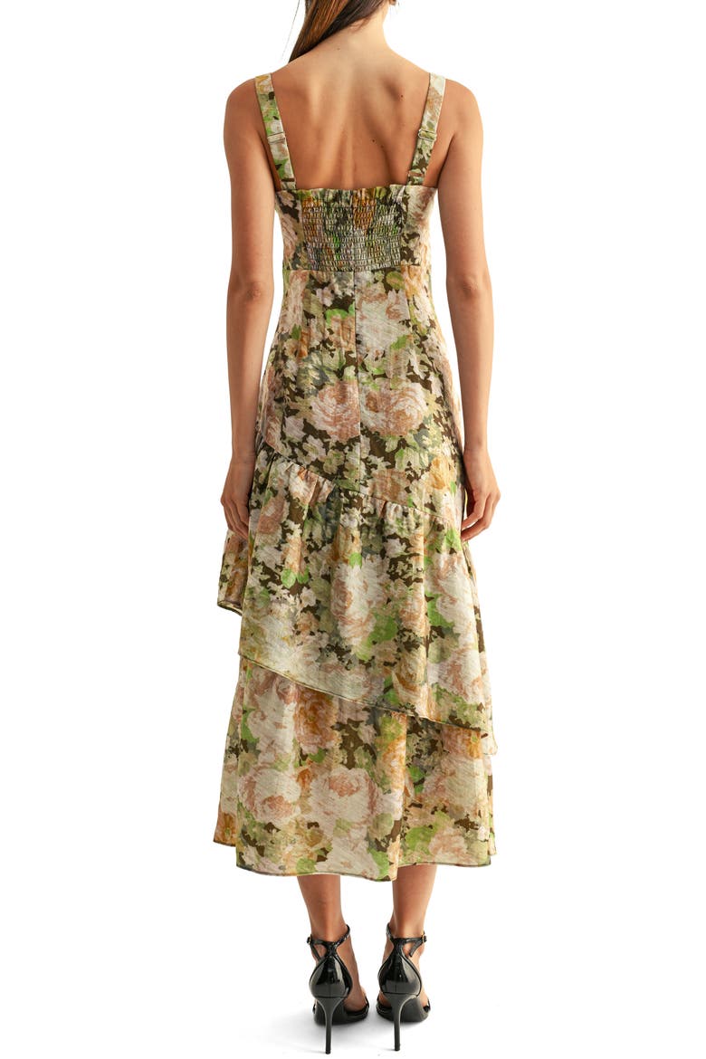 Kaya Ruffle Tiered Midi Sundress, Alternate, color, OLIVE MULTI