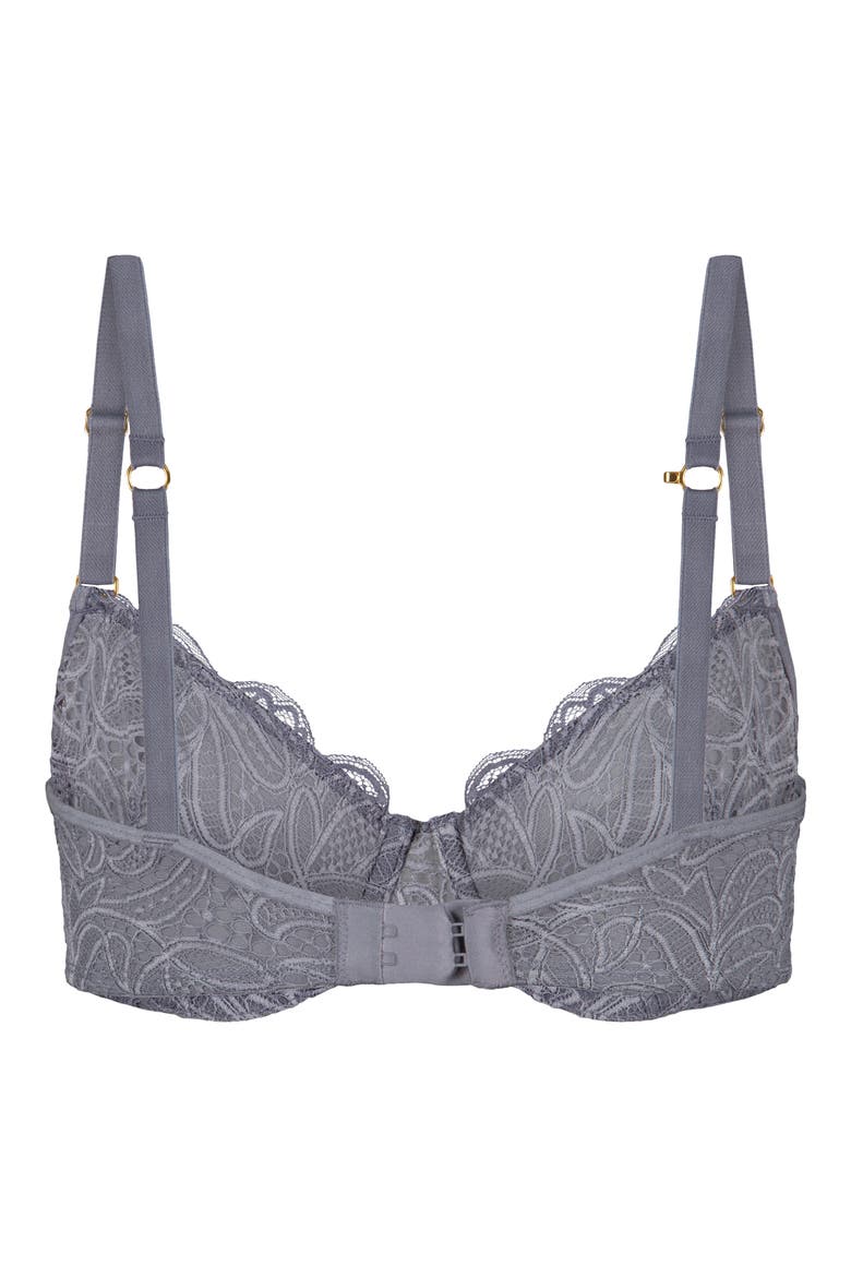 The Unlined Underwire Scalloped Lace Bra, Alternate, color, SMOKE