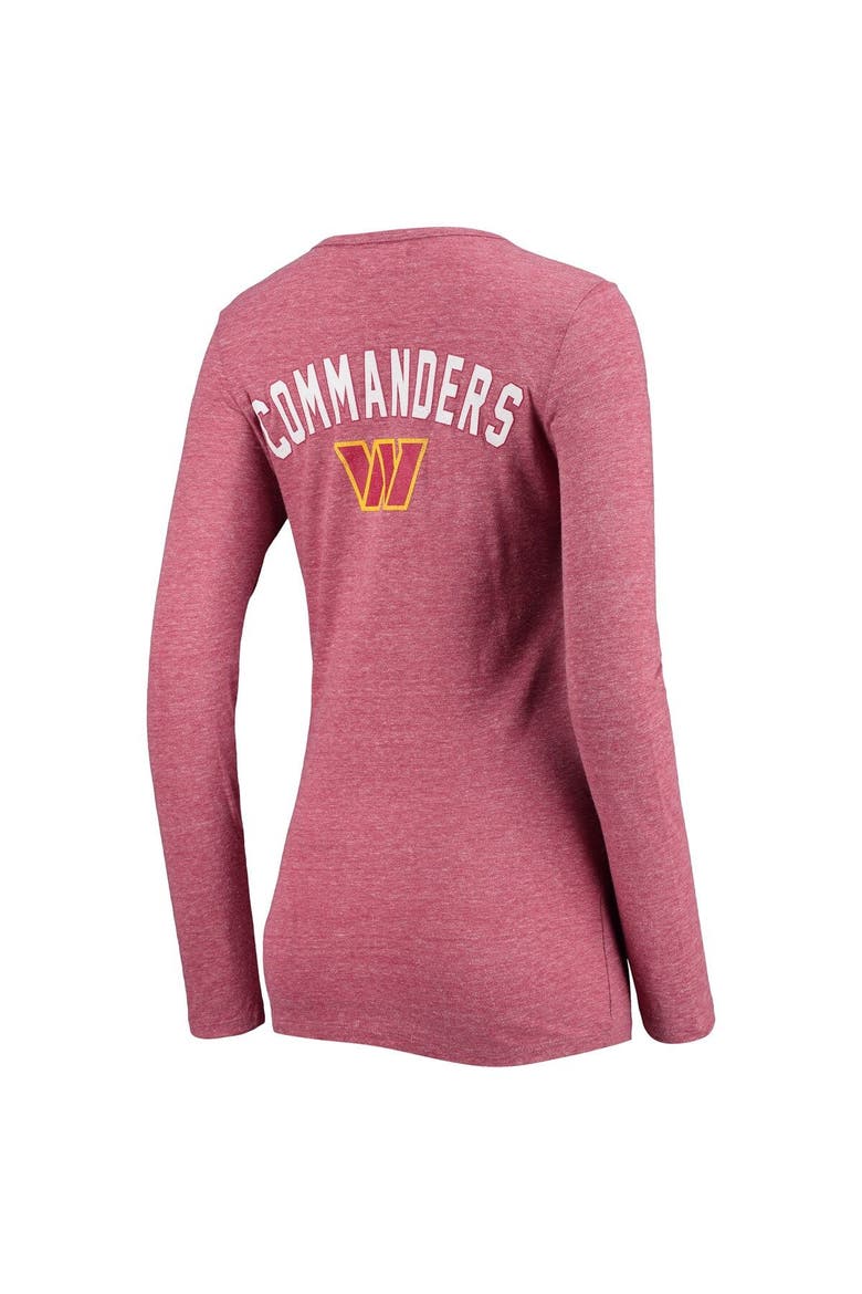 Women's New Era Burgundy Washington Commanders Scoop Neck Tri-Blend Long Sleeve T-Shirt, Alternate, color, Burgundy