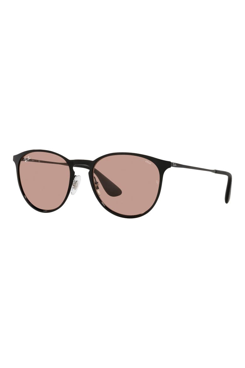 Erika 54mm Round Sunglasses, Alternate, color, SOLID BLACK