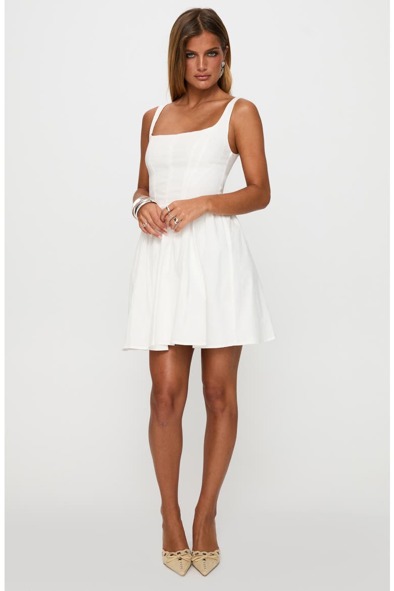 Martie Stretch Cotton Fit & Flare Minidress, Alternate, color, WHITE