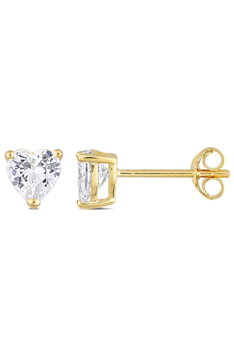 Julianna B. Cubic Zirconia Heart Stud Earrings, Main, color, Yellow-Plated