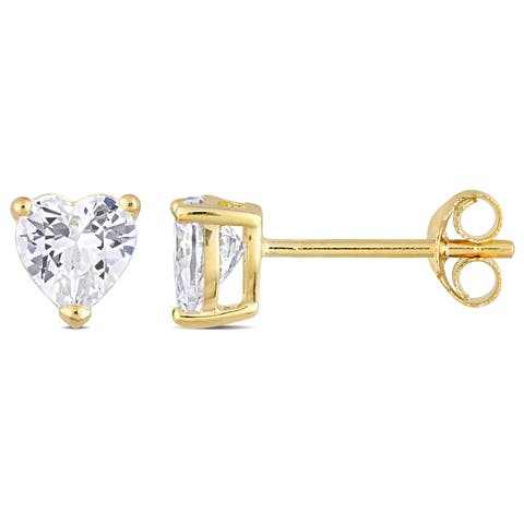 Cubic Zirconia Heart Stud Earrings