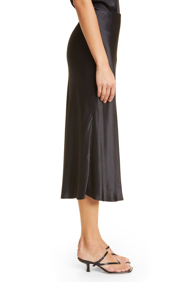 Maya Satin Side Slit Skirt, Alternate, color, BLACK