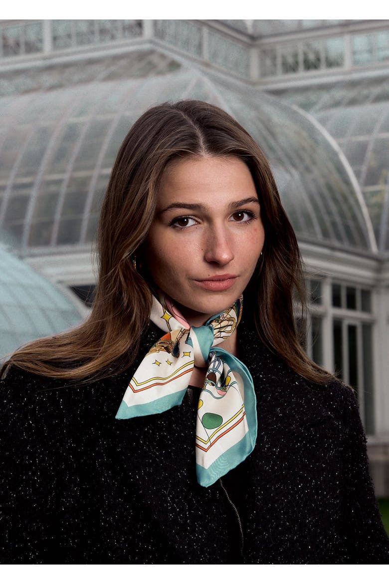 "Pop Pony" Silk Twill Bandana Scarf, Alternate, color, Champagne