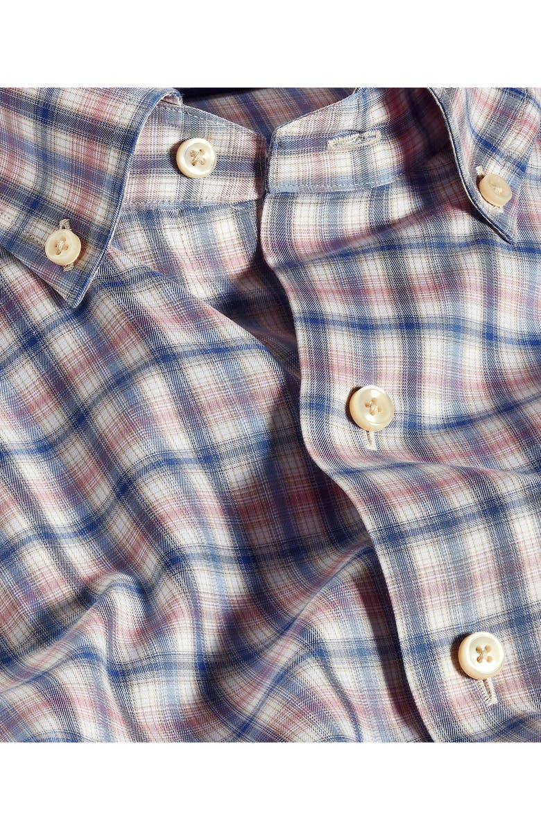 David Donahue Twill Check Cotton Sport Shirt, Alternate, color, Denim/ Multi