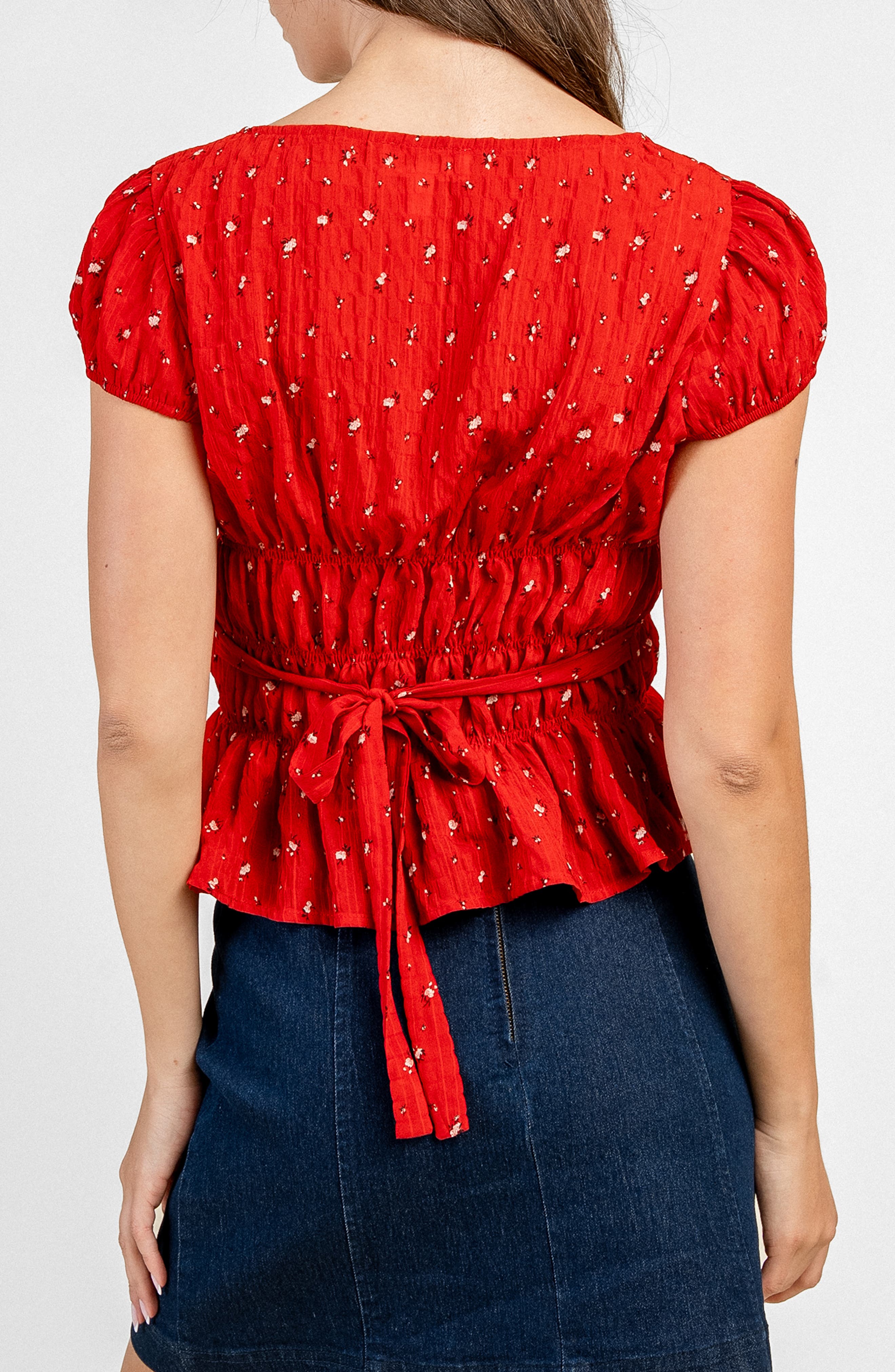 Collabo Ruched Bodice Printed Top (Women) | Nordstromrack