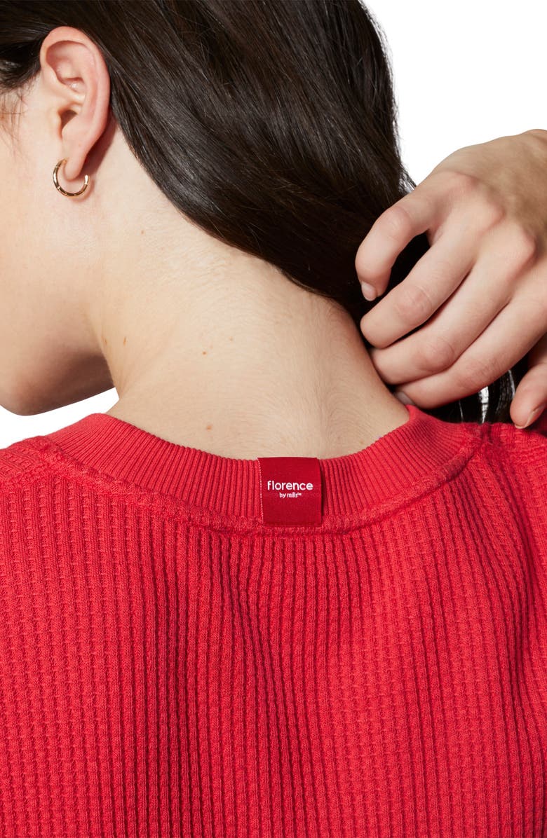 Florence by Mills Ovesize Crewneck Thermal Sweatshirt, Alternate, color, Scarlet