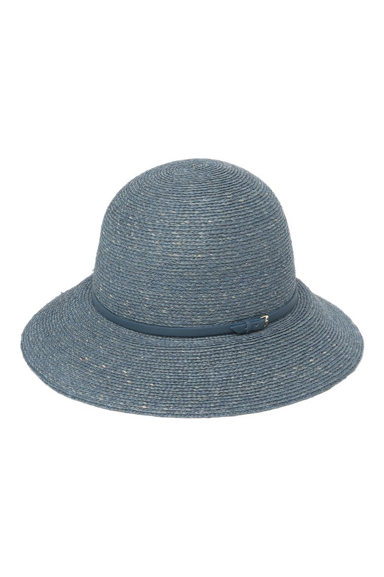 Packable Raffia Cloche Hat, Alternate, color, MISTY LAKE