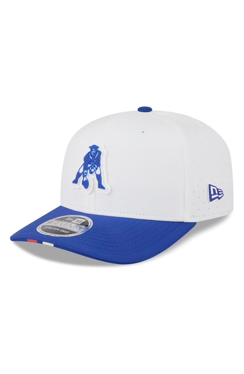 New Era Men's New Era  White/Royal New England Patriots 2025 NFL Training Camp Throwback Logo 9SEVENTY Adjustable Hat, Main, color, 