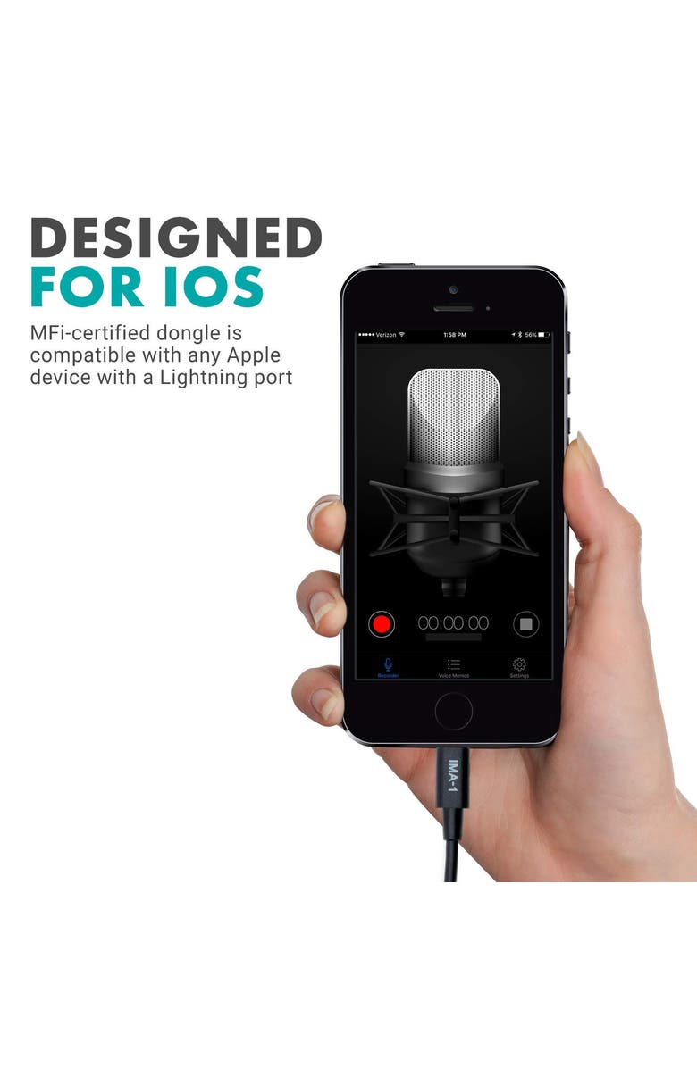 MOVO IMA-1 Microphone Adapter Cable - 3.5mm TRRS to Lightning Connector - Compatible with iOS Devices, Alternate, color, Black
