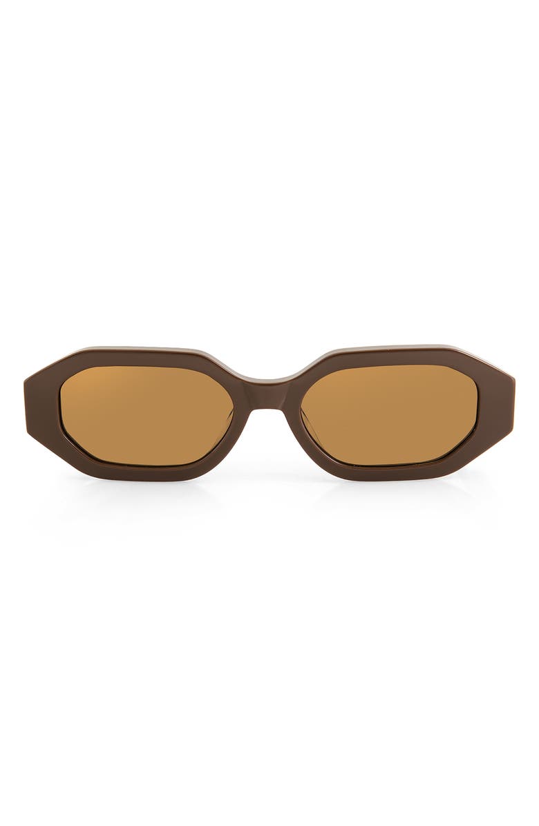 AQS Mia 55mm Polarized Oval Sunglasses, Main, color, Brown
