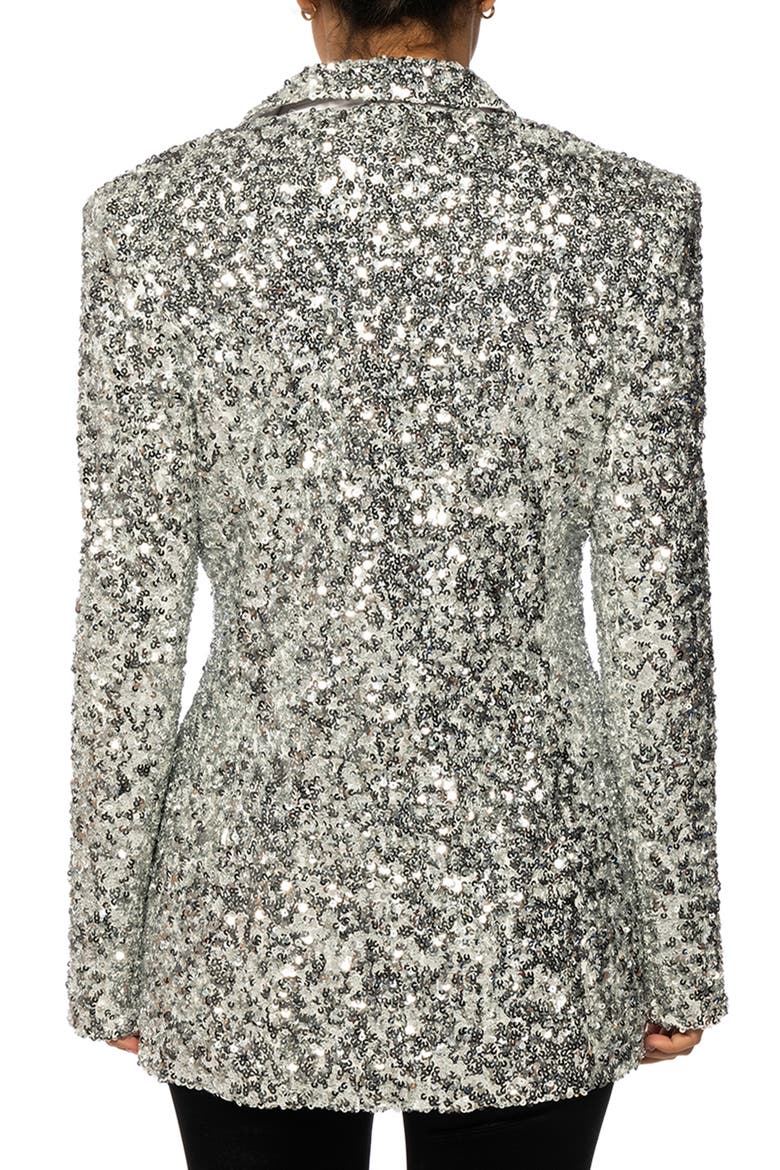 Isa Sequin Notch Lapel Blazer, Alternate, color, SILVER