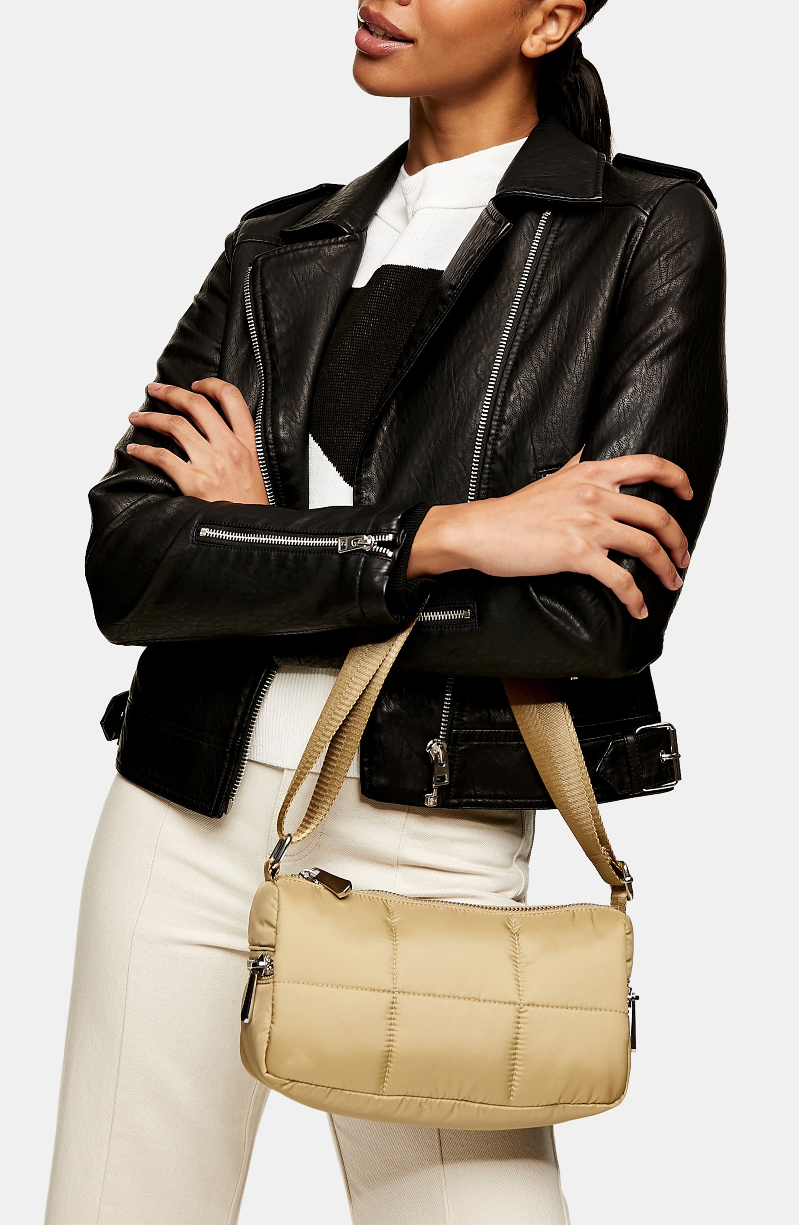 Topshop Square Quilted Shoulder Bag, Alternate, color, 