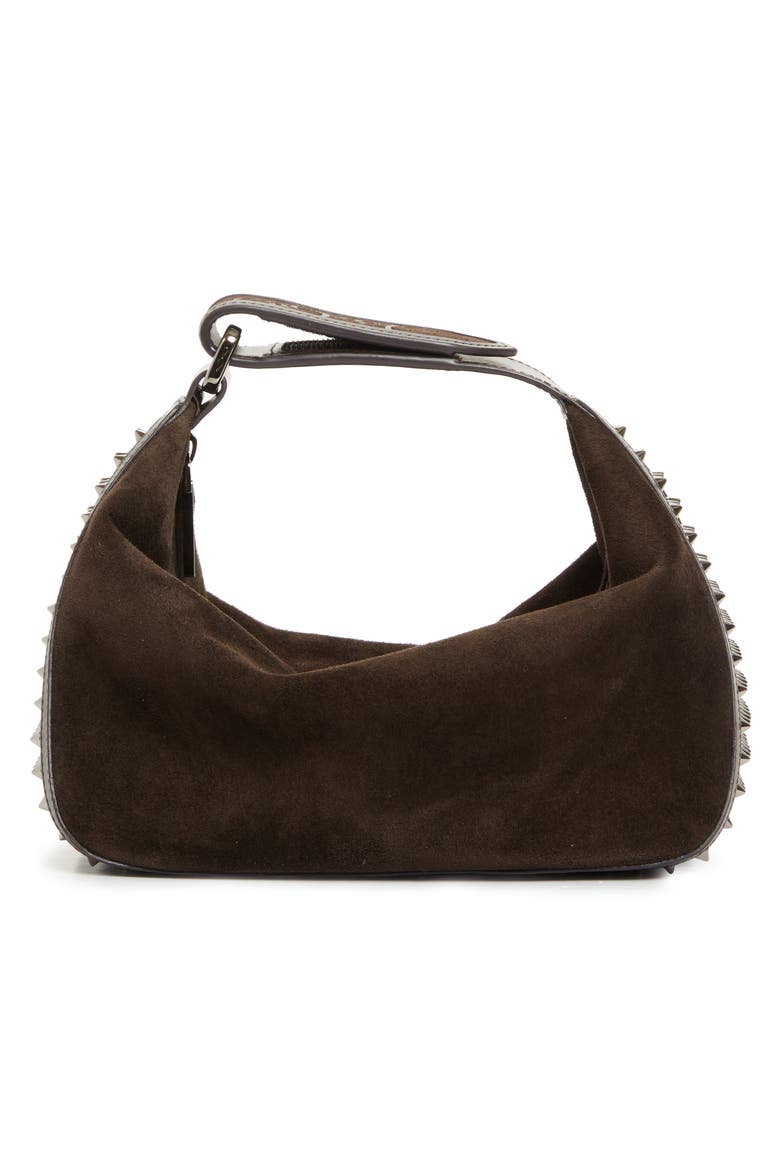 Funky Crosta Spikes Suede Dopp Kit, Alternate, color, CAFE/ GUN METAL