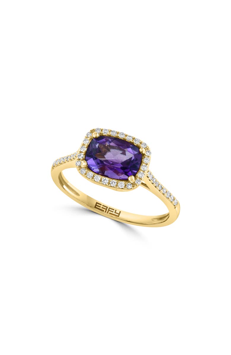 EFFY 14K Gold Diamond & Amethyst Ring - Size 7, Main, color, Purple
