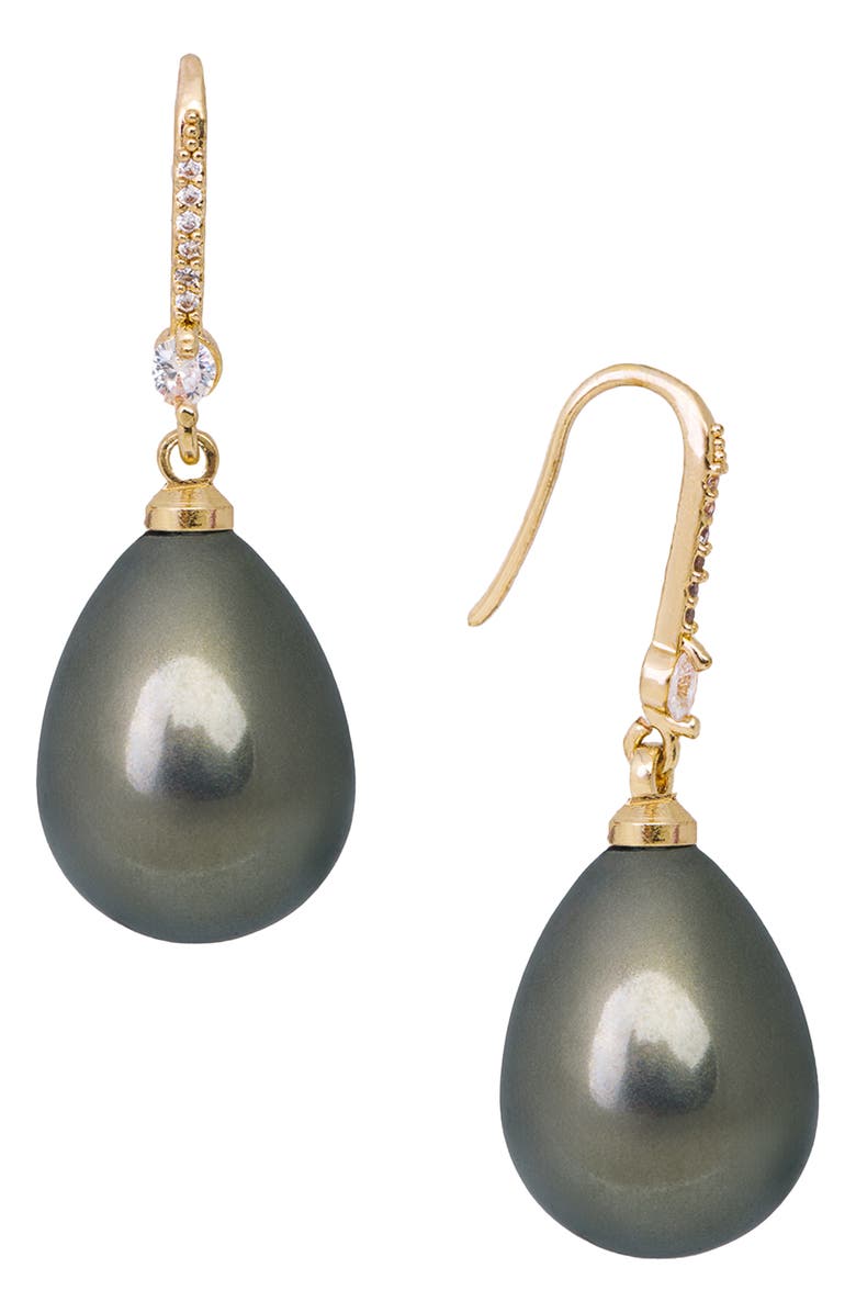 SAACHI Faux Pearl Crystal Dangle Earrings, Alternate, color, Green