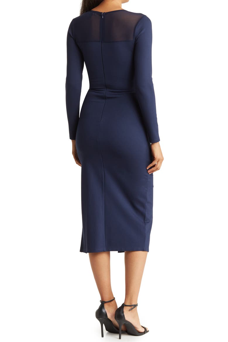 love by design celia illusion mesh ruched midi dress Celia Illusion Mesh Ruched Midi Dress