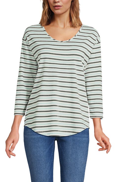 3/4 Sleeve Lightweight Jersey U-Neck Tunic