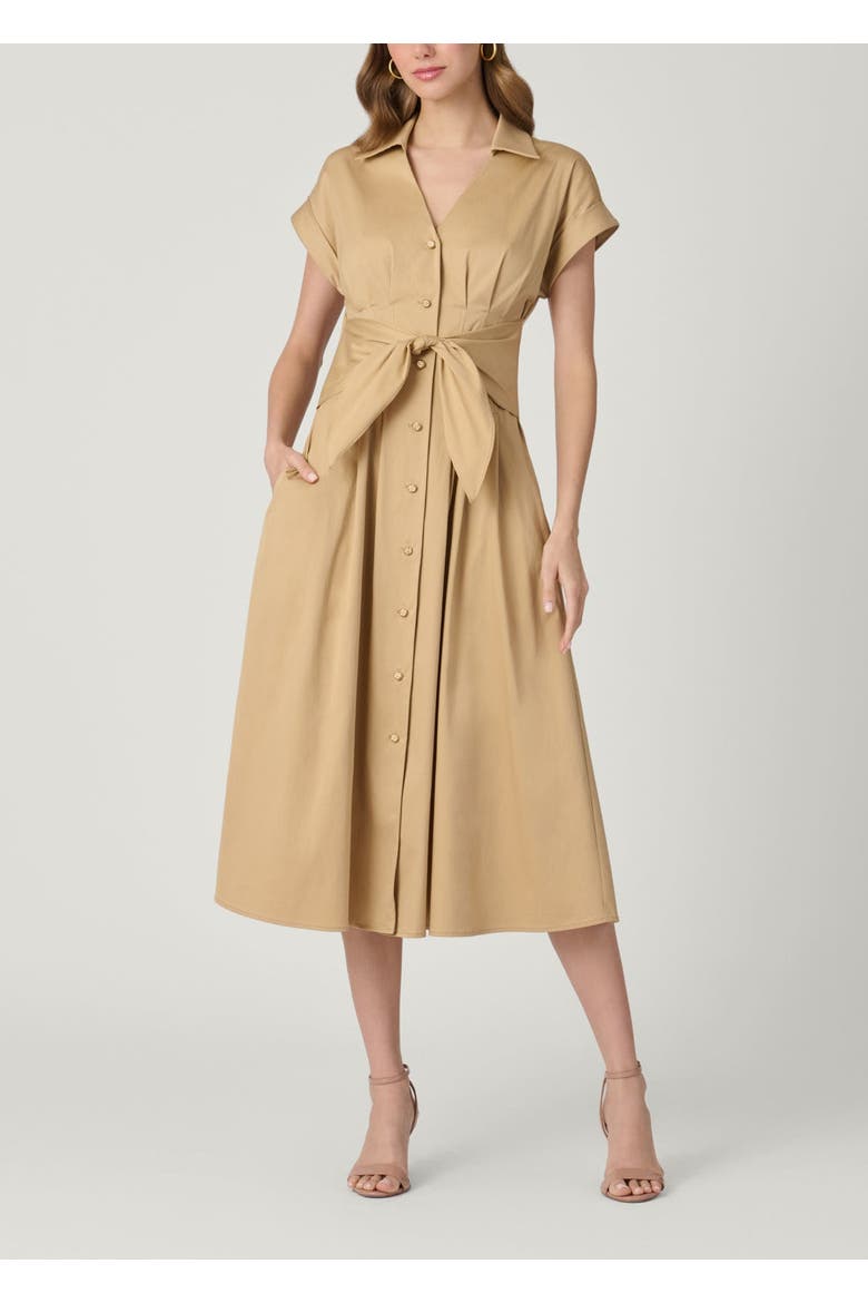 Josephine Porto Cotton Poplin Dress, Main, color, Khaki