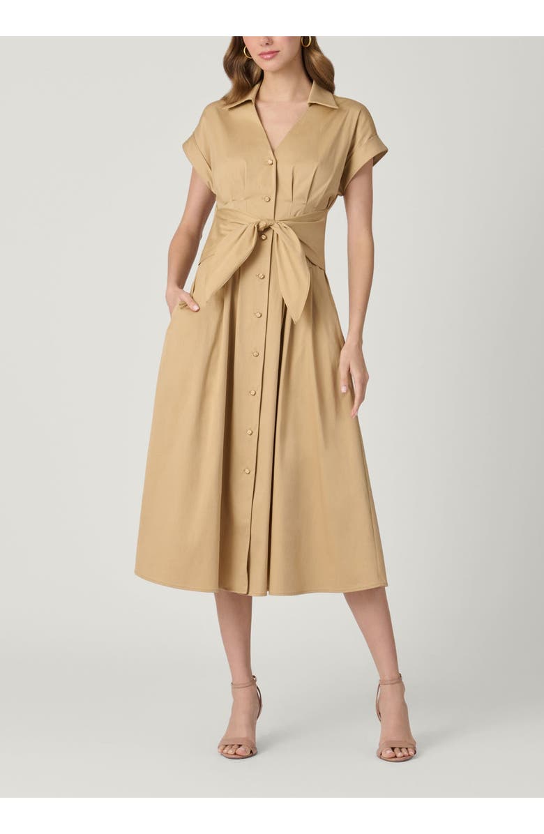 Shoshanna Josephine Porto Cotton Poplin Dress, Main, color, Khaki