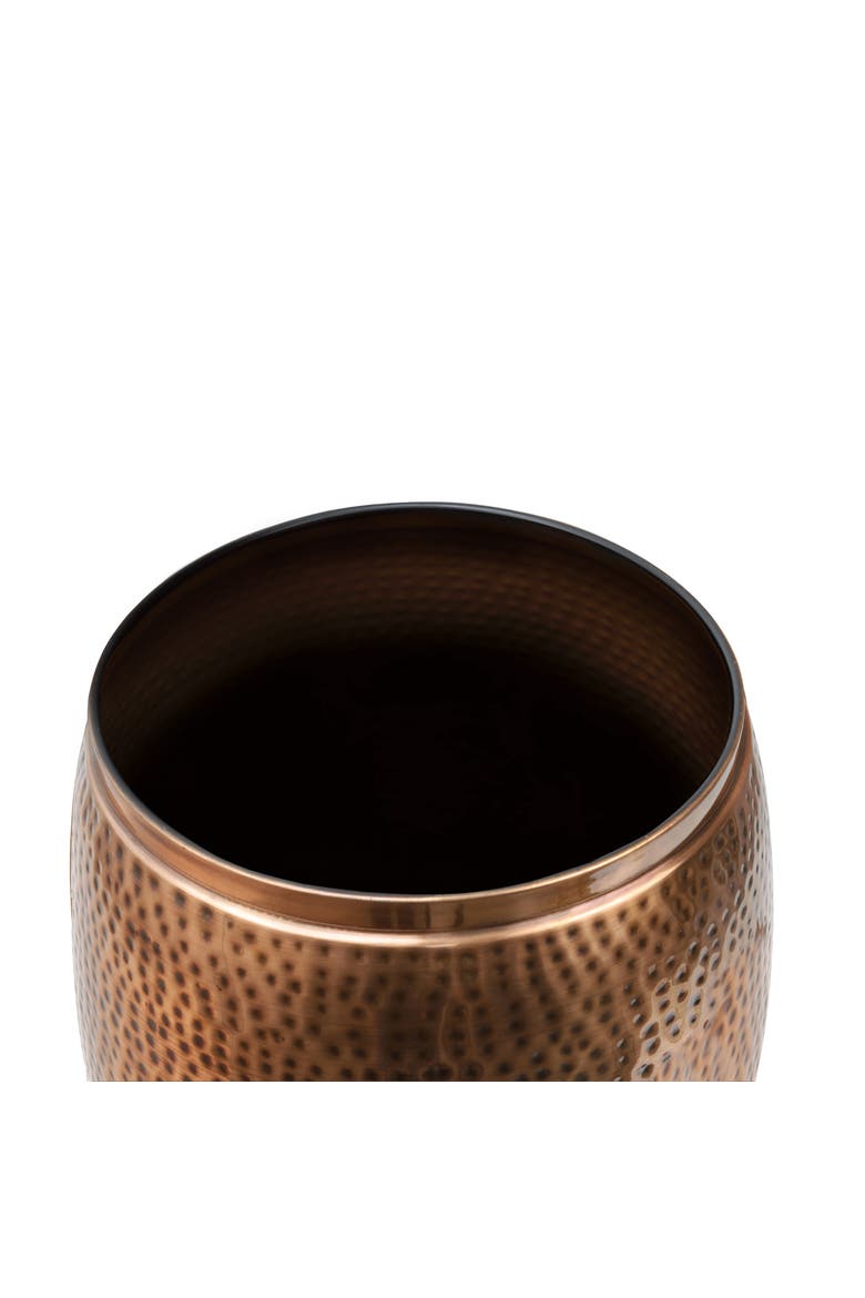 Merida Modern Rustic Hammered Metal Drum Storage Side Table with Lid, Alternate, color, Antique Copper
