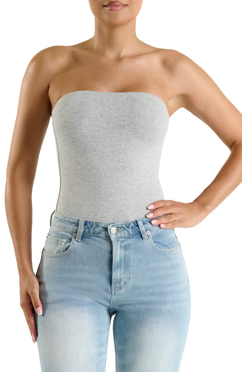 Naked Wardrobe Meant Tube Bodysuit, Main, color, Heather Grey