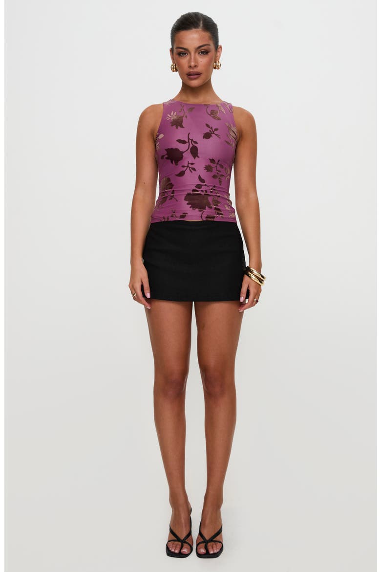 Angelical Flocked Velvet Sleeveless Top, Alternate, color, PURPLE