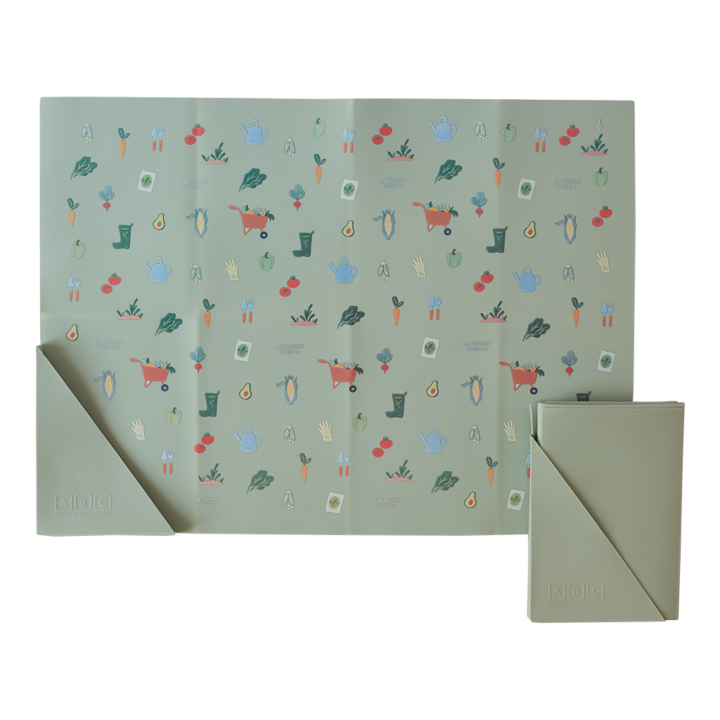 Austin Baby Co Silicone Foldable Placemat in Veggie Robin's Egg Blue  product