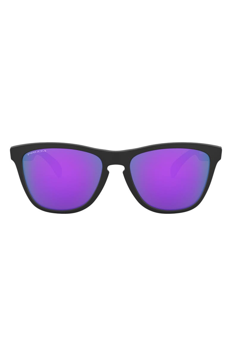 Oakley 55mm Polarized Rectangular Sunglasses, Main, color, Matte Black/ Prizm Violet