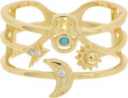 Juvell Cubic Zirconia Hamsa Multiband Ring