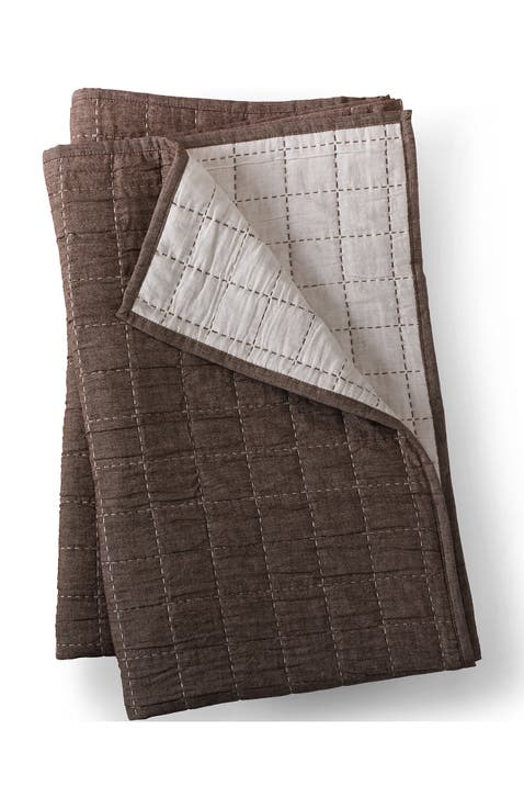 Essential Cotton Windowpane Reversible Bed Blanket